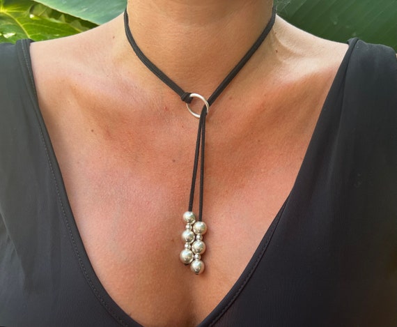 Lariat Necklace, Bohemian Necklace, Y Necklace, Leather Necklaces for Women, Pendant Necklace, Boho Necklace, Leather Necklace