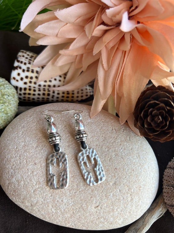 Cactus Boho Earrings, Hippie Earrings, Bohemian Earrings, Statement Earrings, Dangle Earrings, Silver Boho Earrings, Boho Silver Earrings