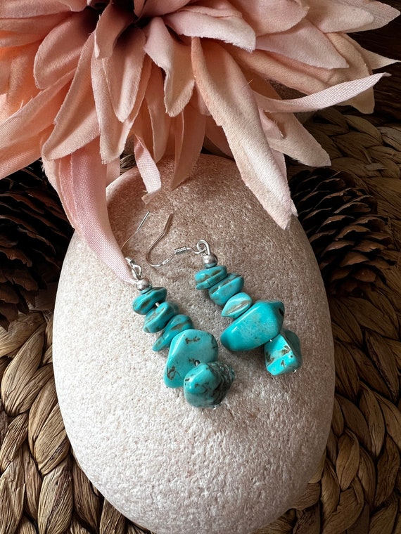 Boho Earrings, Turquoise Jewelry, Bohemian Earrings, Statement Earrings, Dangle Earrings, Turquoise Earrings, Boho Silver Earrings Boho Chic