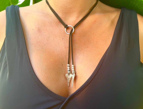 Bohemian Necklace, Y Necklace, Lariat Necklace, Leather Necklaces for Women, Pendant Necklace, Boho Necklace, Leather Necklace