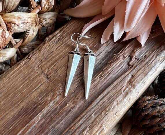 Statement dangle hook earrings, sterling silver earring hoops, bohemian drop earrings, boho jewelry, boho earring