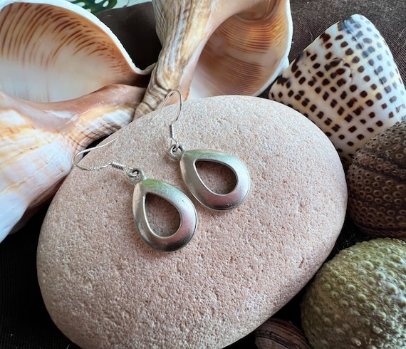 Statement dangle hoop earrings, sterling silver earring hoops, bohemian drop earrings, boho jewelry, boho earring