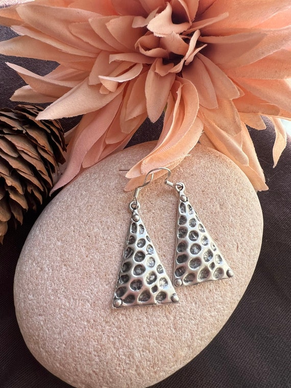 Statement dangle hook earrings, sterling silver earring hoops, bohemian drop earrings, boho jewelry, boho earring