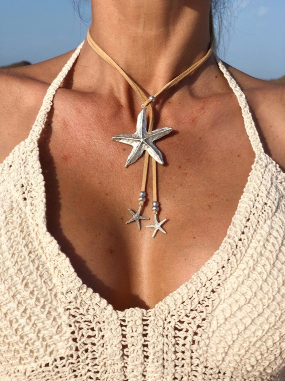 Lariat Necklace, Y Necklace, Dainty Necklace, Leather Necklace, Minimalist Necklace, Minimalist Jewelry, Star Necklace, Sterling Silver