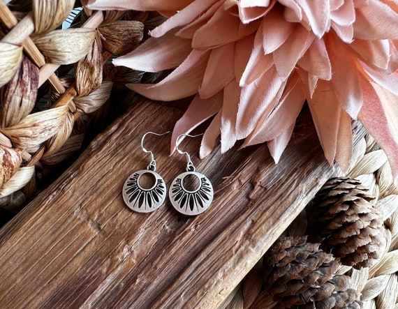 Statement Spiral dangle hook earrings, sterling silver earring hoops, bohemian drop earrings, boho jewelry, boho earring