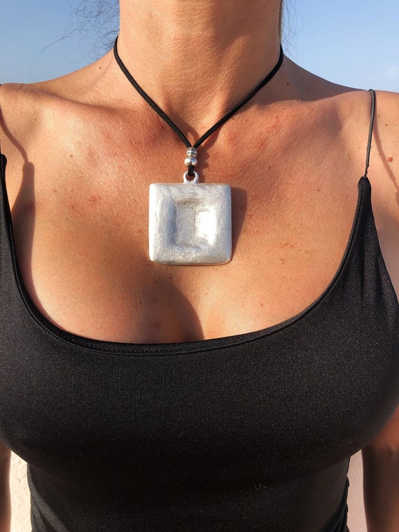 Long Pendant Necklace, Statement Bohemian Necklace, Leather Necklaces for Women, Boho Necklace, Leather Cord Necklace, Long Necklace Boho