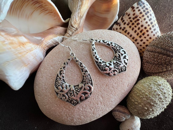 Sterling Silver Moroccan Style Earrings, Elegant and Dainty Statement Pieces, Handmade Bohemian Jewelry, Boho Silver Earrings, Gift for Her