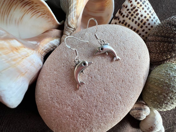 Dolphins Statement dangle hook earrings, sterling silver earrings hook, bohemian drop earrings, boho jewelry, boho earring