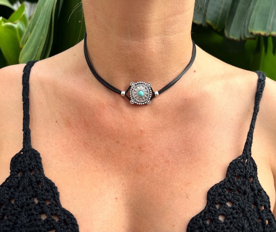 Turquoise Necklace, Turquoise Choker, Turquoise Jewelry, Bohemian Necklace, Choker Necklaces, Choker, Boho Necklace