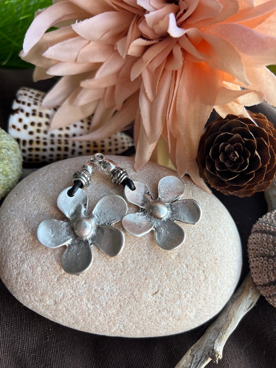 Boho Flower Earrings, Hippie Earrings, Bohemian Earrings, Statement Earrings, Dangle Earrings, Silver Boho Earrings, Boho Silver Earrings