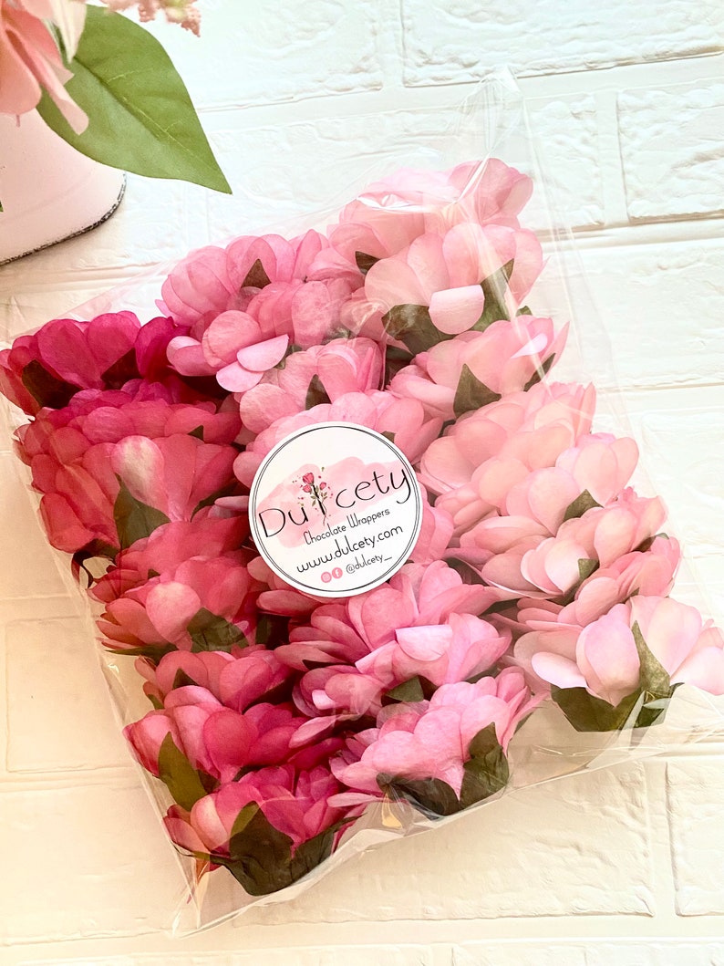 Romantic Wedding Pink Flowers Wrapper Chocolate Wedding Etsy