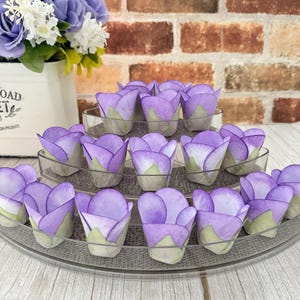 Tulip Purple Flowers for Candy, Chocolate Cups - Baby Shower Decor (20 pack)