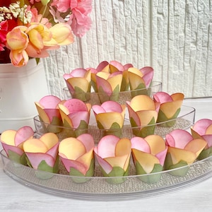 Mini Tulip Mix Color Flowers for Wrapper for Holding Chocolate Decorations (24 pack)