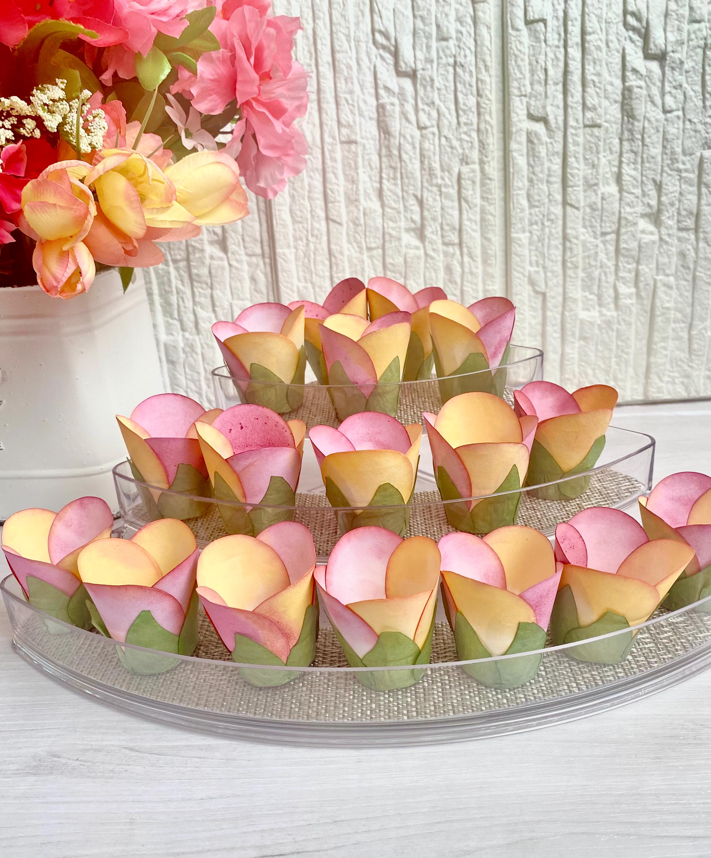 Mini Tulip Mix Color Flowers for Wrapper for Holding Chocolate Decorations (24 pack)