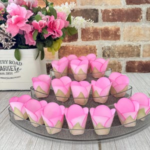 Mini Tulip Pink  Flowers for Candy, Chocolate Cups - Baby Shower Decor (20 pack)