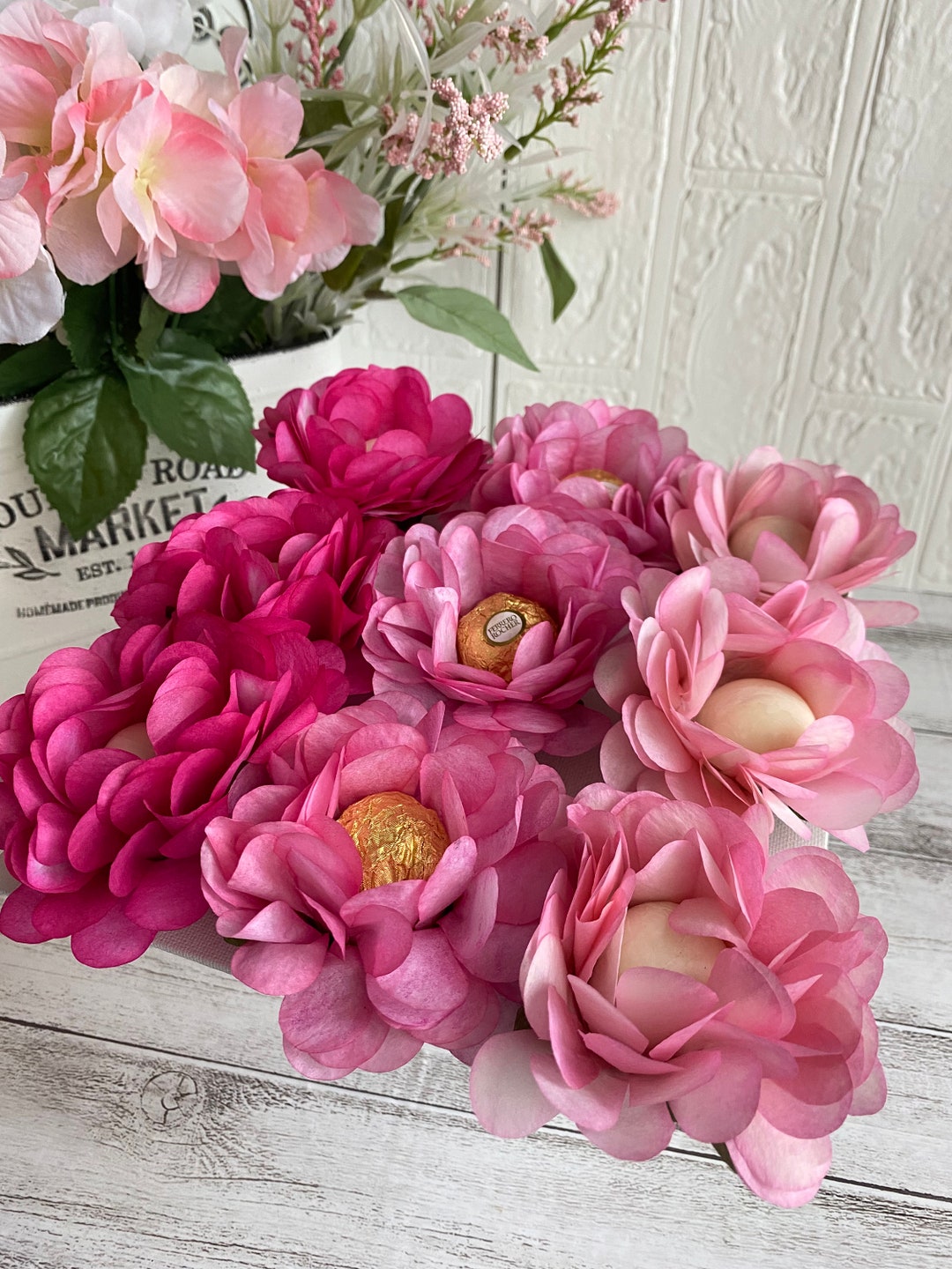 Romantic Wedding Pink Flowers Wrapper Chocolate Wedding Etsy