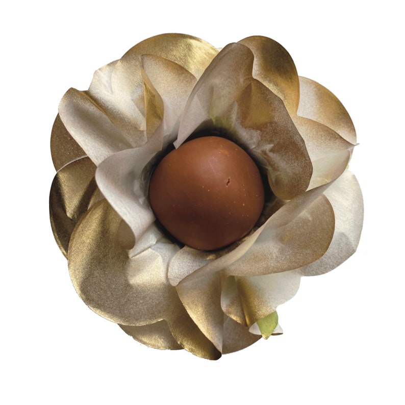 Camelia Wedding Gold Color Flower Wrapper for Holding Chocolate, Chocolate Wrappers, Centerpiece Flowers image 7