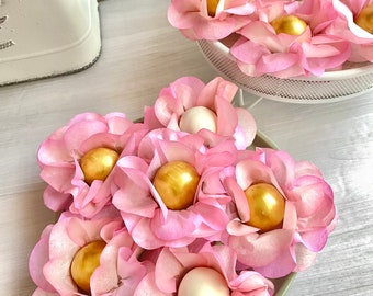 Camelia Blush Pink  Flowers  Wrapper for Holding Chocolate,  Centerpiece Flowers, Wedding Floral Decorations