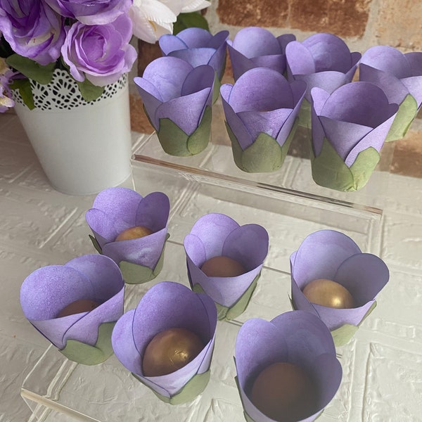 Tulip Purple Flowers for Candy, Chocolate Cups - Baby Shower Decor