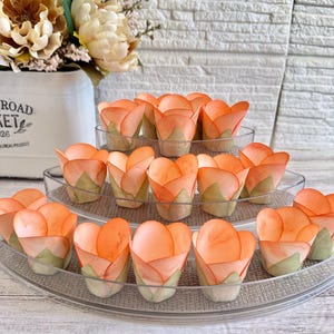 Mini Tulips Orange Flowers for Candy, Chocolate - Baby Shower Decorations (24 pack)