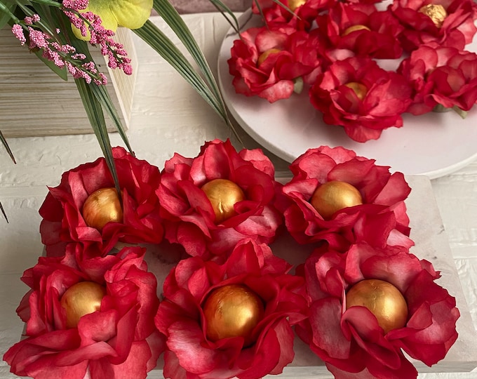 Peony Wedding  Red Flowers Truffles Wrapper for Holding Chocolate Decorations