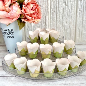 Tulips White Off Flowers Wrapper for Holding Chocolate Decor (24 pack)