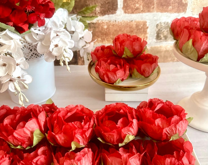 Rose Red Paper Flower Chocolate Truffle Wrappers - Party Favors