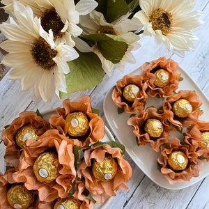 Gerbera Brown  Flower Wrappers for Holding Chocolate, Seasonal Wedding, Bridal Shower Decor