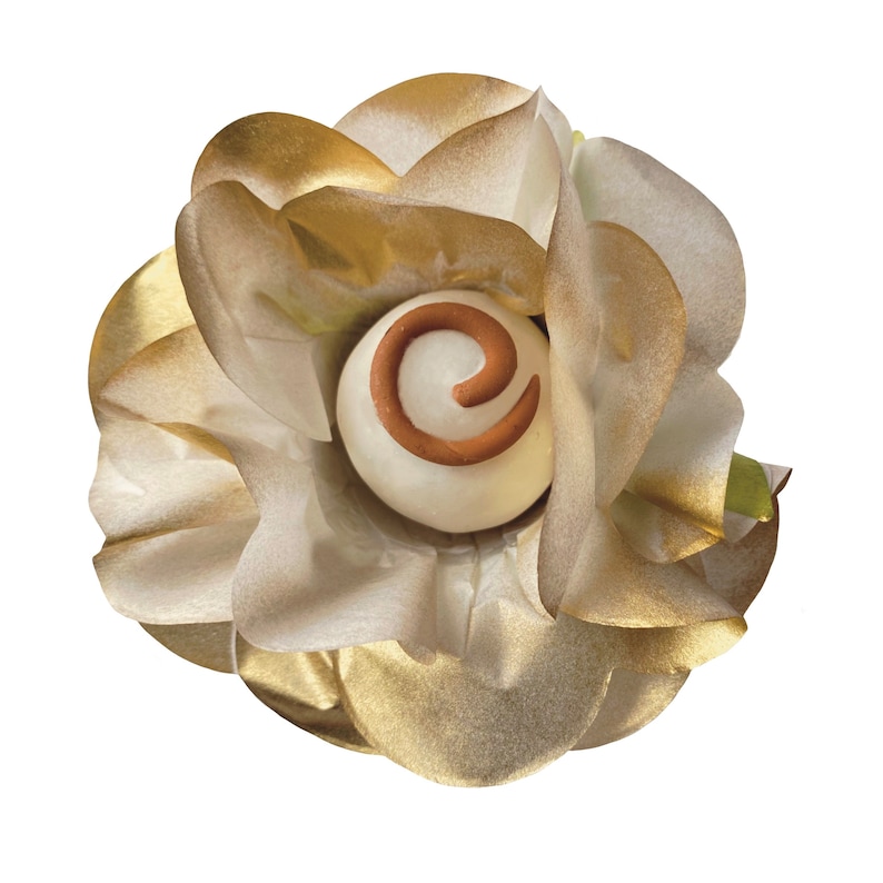 Camelia Wedding Gold Color Flower Wrapper for Holding Chocolate, Chocolate Wrappers, Centerpiece Flowers image 5
