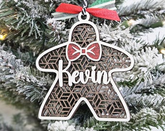 Personalized Meeple Ornament | Bow Tie