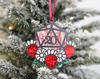 D20 Strawberry Field | Ornament | Pearl Acrylic