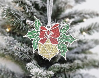 D20 Bell | Ornament | Glitter Acrylic