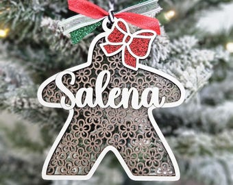 Board Game Ornament, Stocking Name Tags, Nerdy Gifts for Her, Board Game Lover, Board Game Gift, Personalized Meeple with Bow