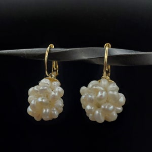 Freshwater Natural Pearl Drop Earrings with Elegant Pearl Flowers for Women