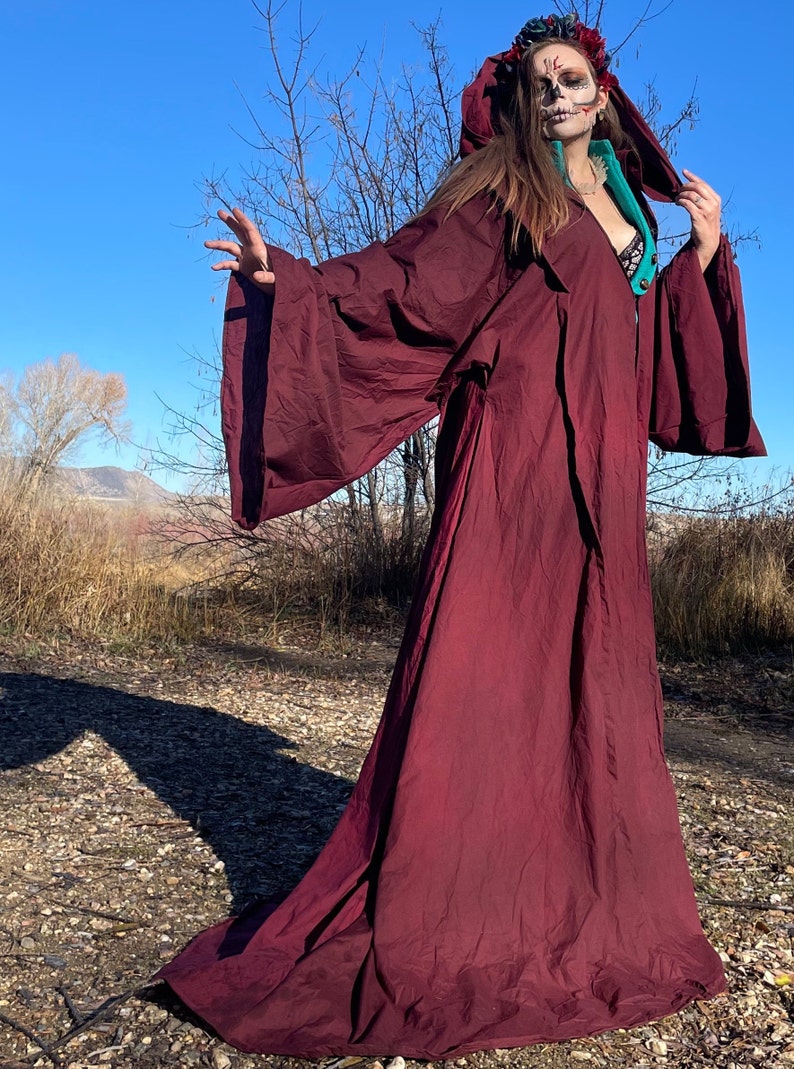 Rose Red Occult Robe With Front Closures and Giant Hood and | Etsy