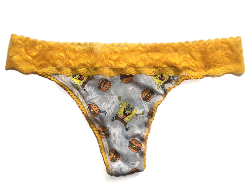 Spongebob Squarepants Jersey Knit and Lace Essential Thong Etsy