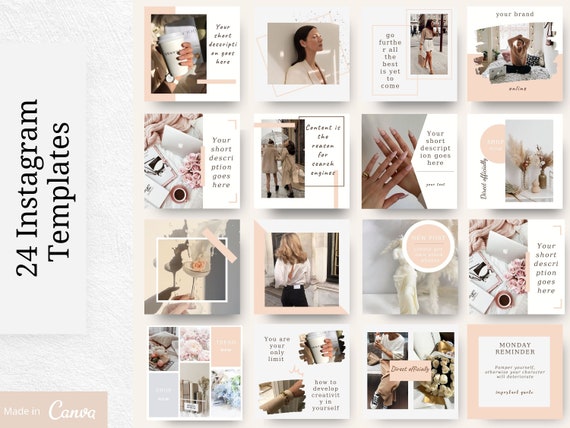 24 Instagram Templates for Canva. Beauty Templates. Instagram | Etsy