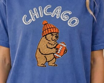 Chicago Shirt, Chicago Football T-Shirt, Retro Bear Tee, Game Day Outfit, Tailgate Gift for Him, Windy City Fan Apparel