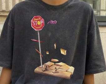 Don't Stop Surreal Collage Comfort Colors T-shirt | Retro Skater Graphic Tee | Trendy Weirdcore Aesthetic | Streetwear Gift For Her