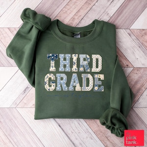 Teacher Shirt, Third Grade Teacher T-Shirt, Personalized Name Tee, Patchwork Quilt Letters, Back to School Gift