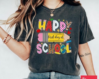 First Day of School Shirt, Happy First Day of School, Back to School T-Shirt, Pencil Banner Tee, Teacher Student First Day Outfit