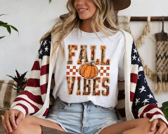 Fall Shirt, Fall Vibes T-Shirt, Pumpkin Shirt, Pumpkin Patch Outfit, Thanksgiving Tee, Retro Distressed Graphic, Cozy Autumn Aesthetic