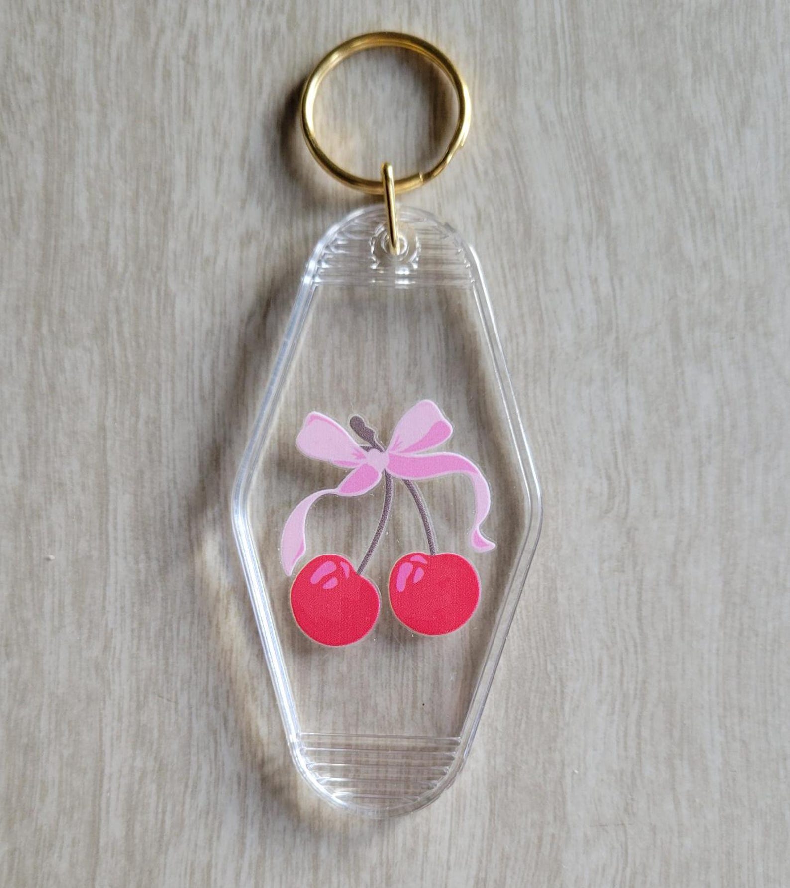 Clear Motel Keychain With Gold Key Ring - Etsy