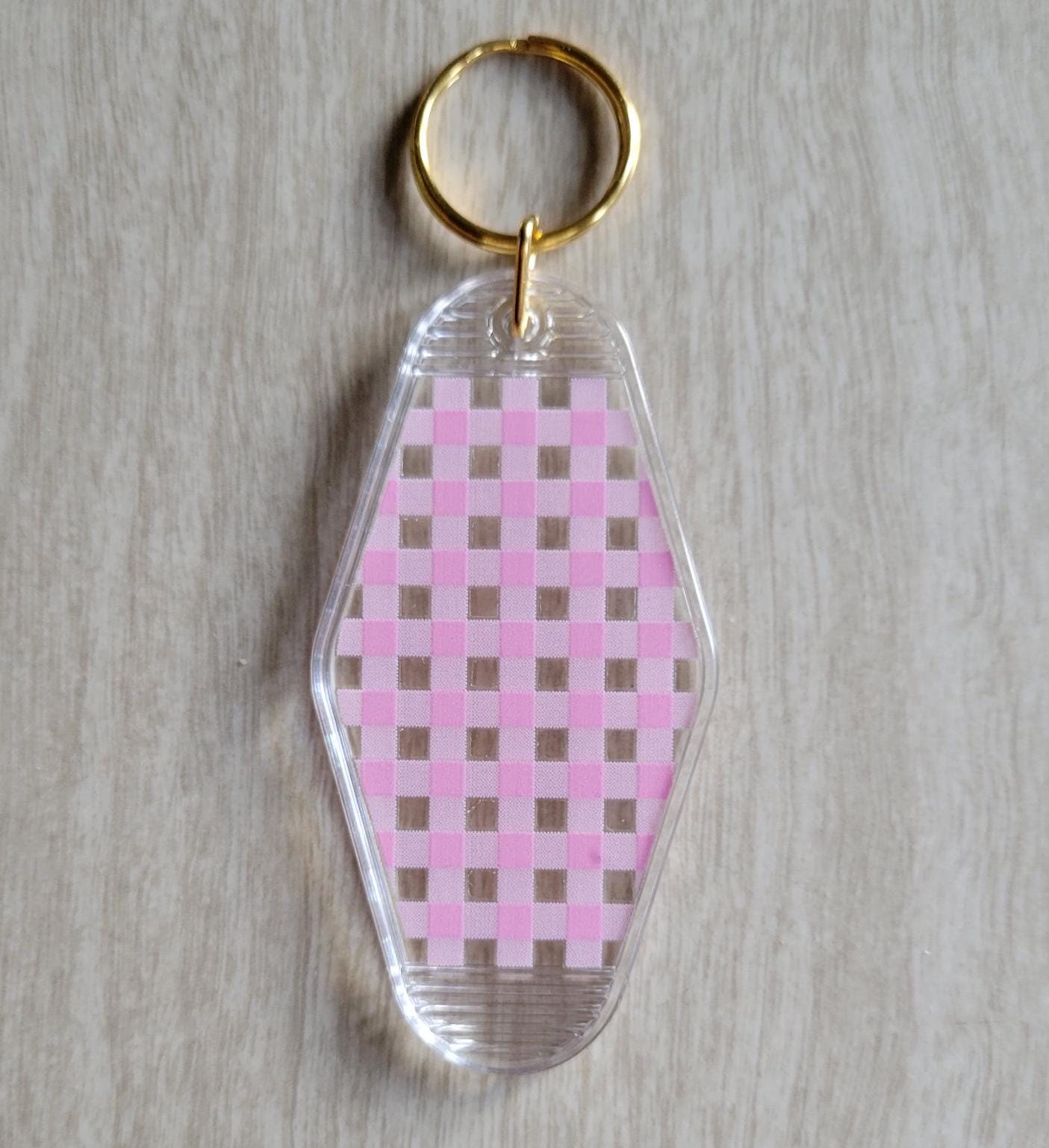 Clear Motel Keychain With Gold Key Ring - Etsy