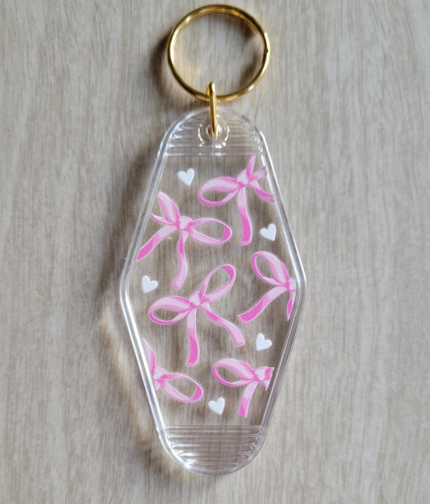 Clear Motel Keychain With Gold Key Ring - Etsy