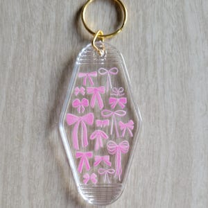 Clear Motel Keychain With Gold Key Ring - Etsy