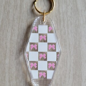 Clear Motel Keychain With Gold Key Ring - Etsy