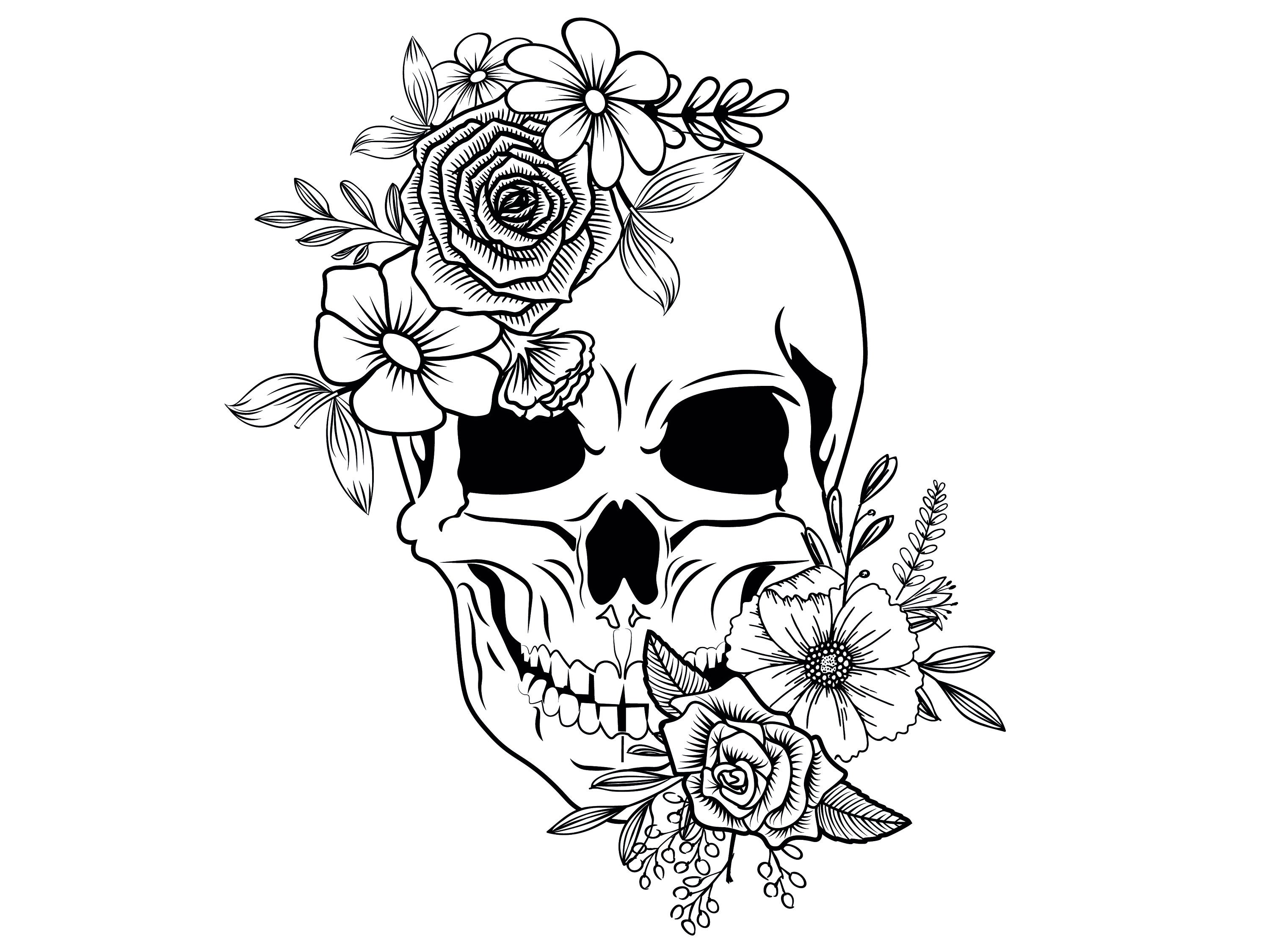 Skull Svg Floral Skull Svg Flower Skull Svg Flower Skull | Etsy