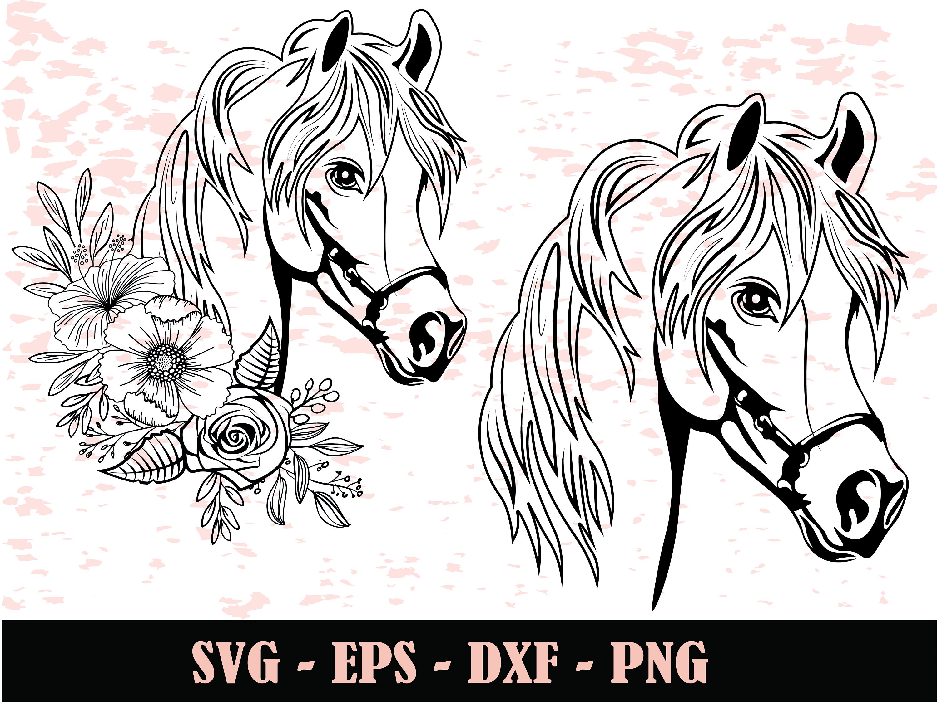 Elegant Horse SVG Horse with Flowers SVG Horse cut file Etsy