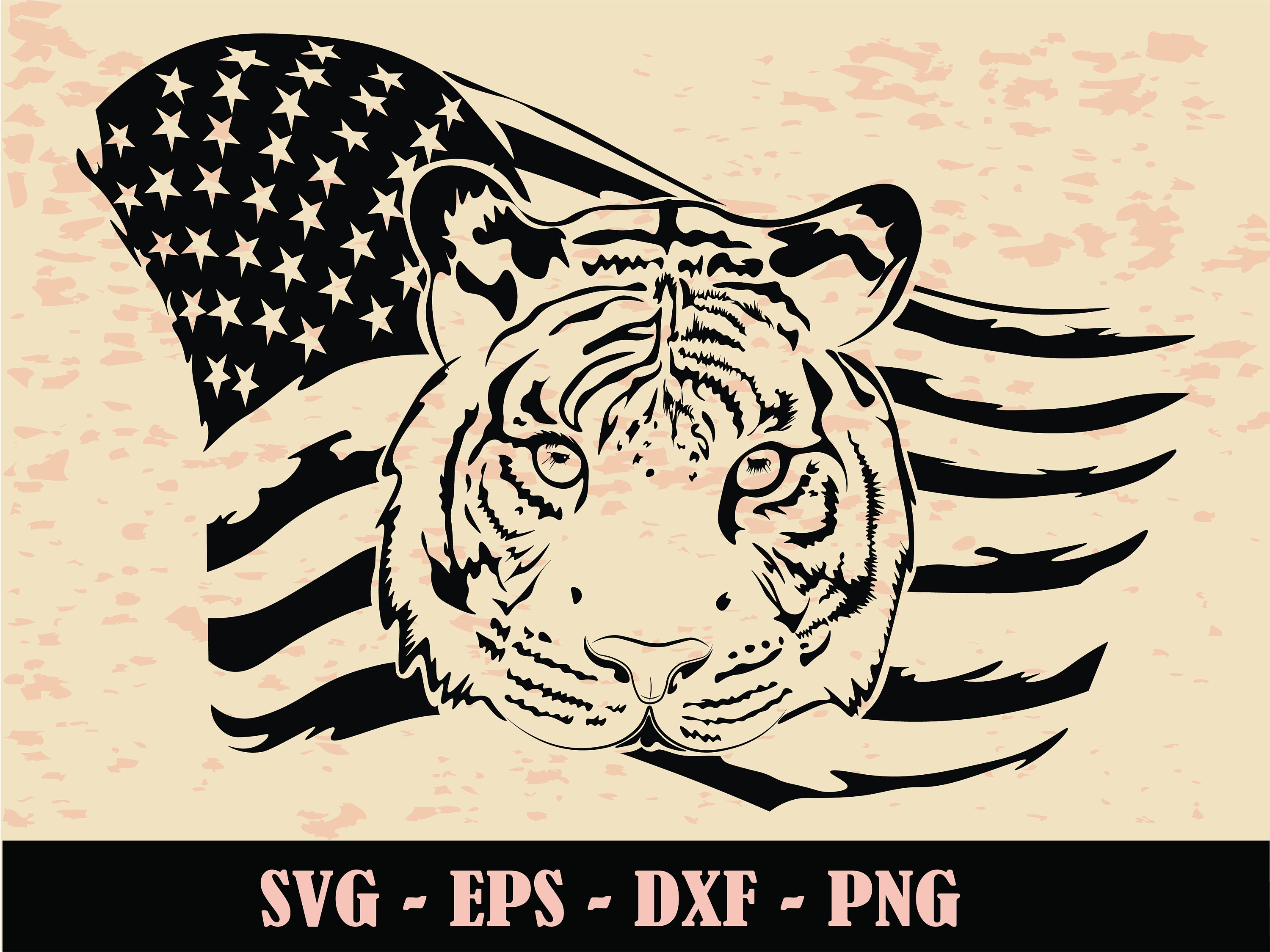 Tiger us flag SVG PNG and JPG Head Face flag svg Animal | Etsy